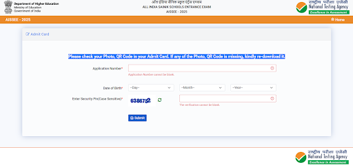 step 5 to download NTA sainik school admit card
